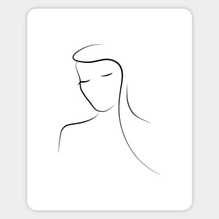 Woman Line Art Portrait - Minimal Mary Sticker